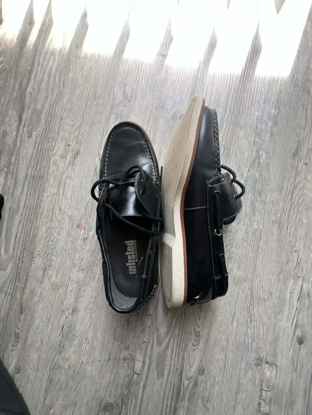 Unlisted A Kenneth Cole Production Men's Black Leather Boat Shoes